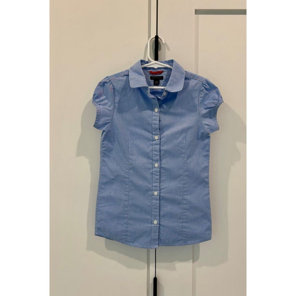 Tommy Hilfiger Girls Size 8 Button Down Shirt Dress Preppy Americana Kids Dress